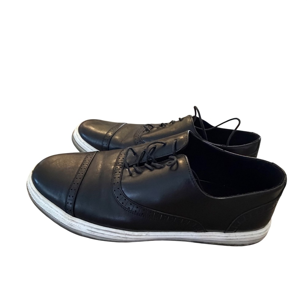 Kenneth Cole Black Leather Cap Toe Oxford Dress Sneaker Colvin 2.0 Mens 11